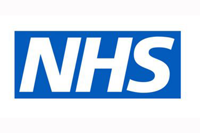 NHS logo white on blue